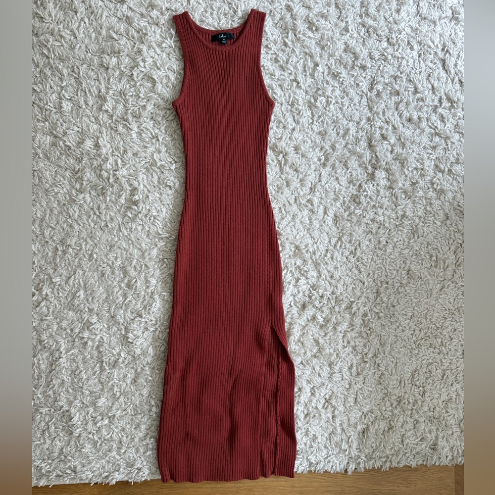 Sleeveless Ribbed Maxi Dress - Rust